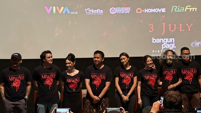 Konferensi pers film Arwah di kawasan Kuningan, Jakarta Selatan pada Senin, 30 Juni 2025. [Suara.com/Tiara Rosana]