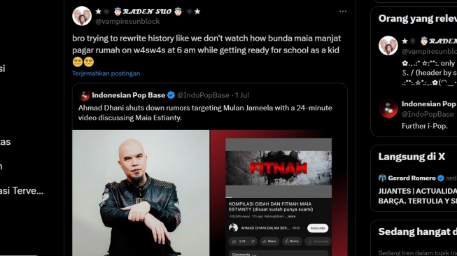 Ahmad Dhani Coba Tulis Sejarah Baru, Momen Maia Estianty Panjat Pagar Demi Temui Anak Diungkit. [X]