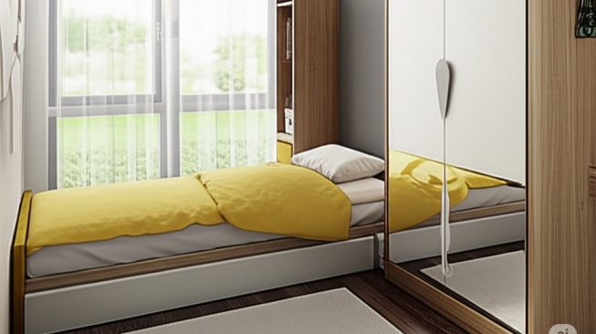 Ilustrasi desain kamar anak (Dibuat dengan Google AI Studio)