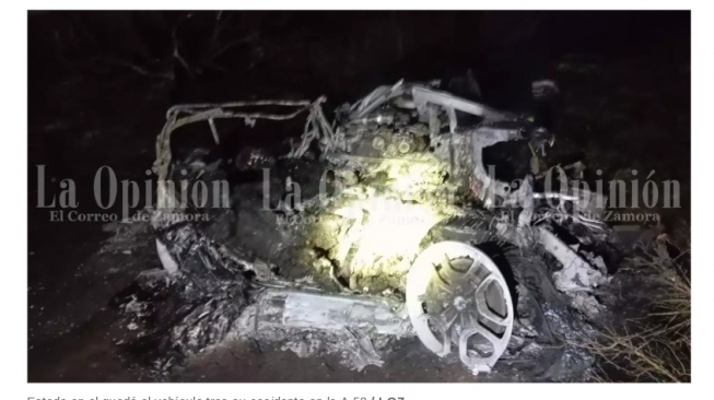 Media Spanyol, laopiniondezamora membeberkan kondisi Lamborghini yang ditumpangi Diogo Jota. Terlihat Lamborghini itu sudah tak berbentuk alias ringsek dan habis terbakar. (laopiniondezamora)