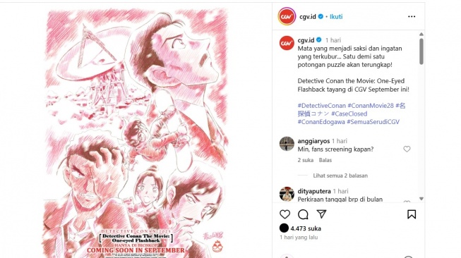 Depak F1 di Box Office China, Kapan Film Detective Conan Tayang di Indonesia. [Instagram]