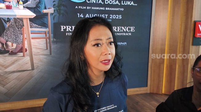 Asri Welas dalam perilisan OST film La Tahzan di MD Place, Setiabudi, Jakarta, Jumat, 4 Juli 2025. [Suara.com/Adiyoga Priyambodo]
