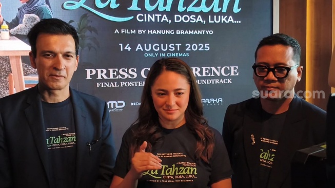 Sesi pengenalan Marshanda sebagai pengisi OST film La Tahzan di MD Place, Setiabudi, Jakarta, Jumat, 4 Juli 2025. [Suara.com/Adiyoga Priyambodo]