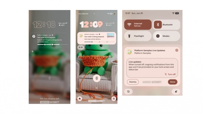 Fitur Live Updates. [Android Authotity]