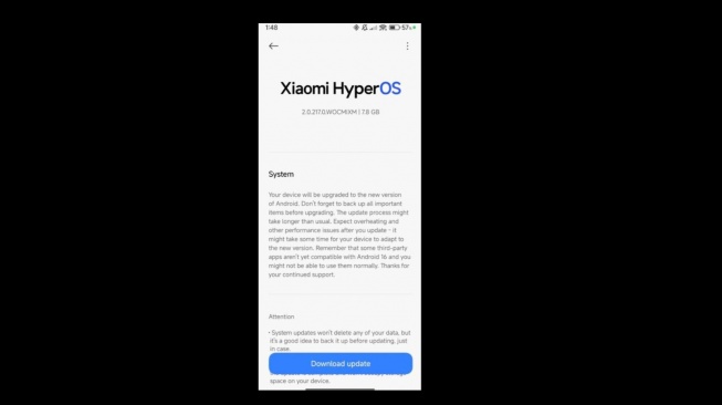 Pembaruan HyperOS 2 berbasis Android 16 di HP Redmi. [Xiaomi time]