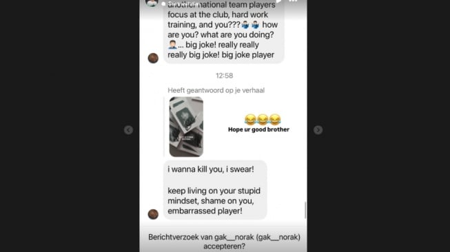 Bek keturunan Belanda Justin Hubner baru-baru ini menjadi sasaran ancaman pembunuhan melalui media sosial. (iG Justin Hubner)