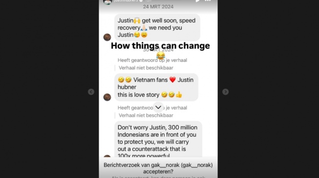 Bek keturunan Belanda Justin Hubner baru-baru ini menjadi sasaran ancaman pembunuhan melalui media sosial. (iG Justin Hubner)