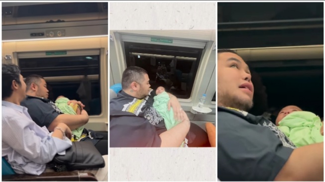 Ivan Gunawan mendadak jadi penjaga bayi saat di dalam gerbong kereta (Instagram)