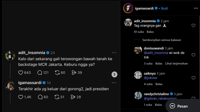Iga Massardi sindir Jokowi (Instagram @igamassardi)