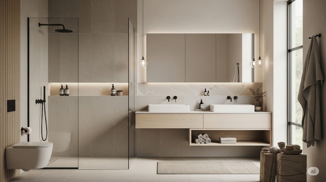 5 Desain Kamar Mandi Keren 2025, Spa Minimalis hingga Biophilic!