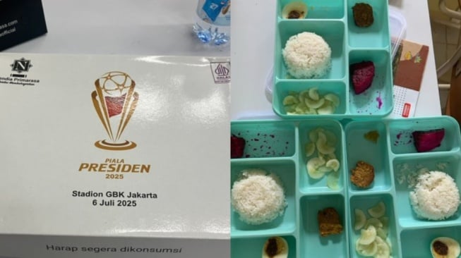 Heboh Nasi Kotak Piala Presiden 2025, Netizen Bandingkan Isi Menu MBG ke Jurnalis Inggris