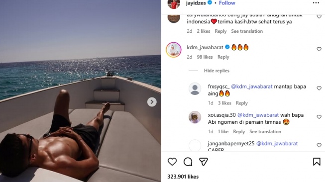 Ada Dedi Mulyadi di Postingan Terbaru Jay Idzes, Warganet: Mau Bawa ke Persib? [Tangkap layar Instagram Jay Idzes]