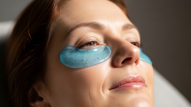 Perempuan memakai masker mata (Google Studio AI)