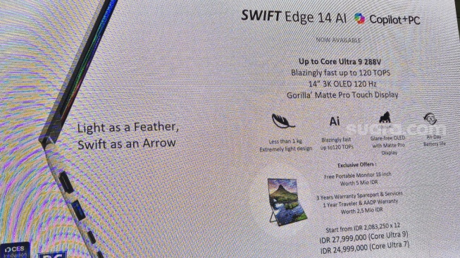 Peluncuran Acer Swift Edge 14 AI  di Jakarta, Kamis (10/7/2025). [Suara.com/Dythia]