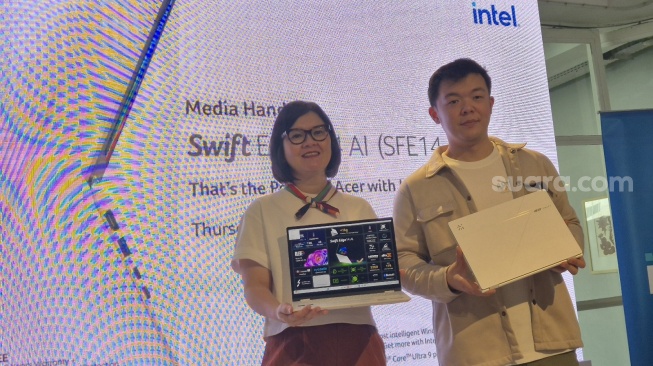 Peluncuran Acer Swift Edge 14 AI  di Jakarta, Kamis (10/7/2025). [Suara.com/Dythia]