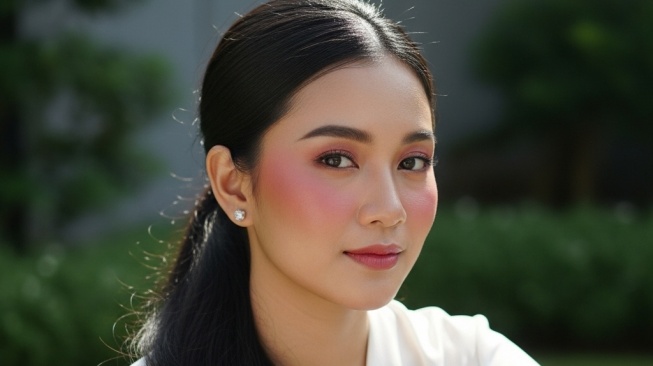 Blush on untuk wanita berkulit kuning langsat warna warm rose [AI]