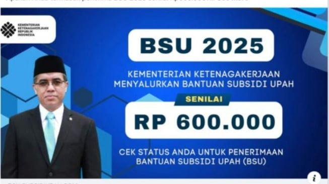 Unggahan yang menarasikan tautan cek BSU Juli 2025 tanpa NIK. (Facebook)