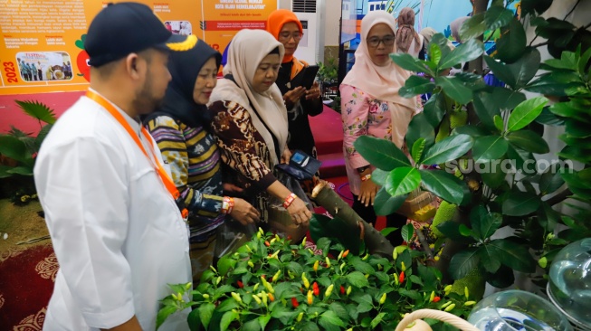 Warga mengunjungi acara Festival Urban Farming 2025 di GOR Soemantri Brodjonegoro, Jakarta, Jumat (11/7/2025). [Suara.com/Alfian Winanto]