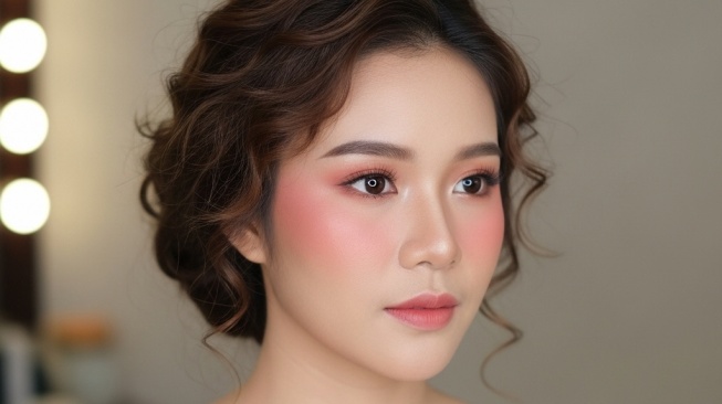 Blush on untuk wanita berkulit kuning langsat warna coral [AI]