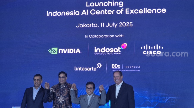 Peluncuran AI Center of Excellence di Jakarta, Jumat (11/7/2025). [Suara.com/Dythia]