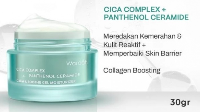 Wardah Cica Complex + Panthenol Ceramide Calm & Soothe Gel Moisturizer (Shopee)