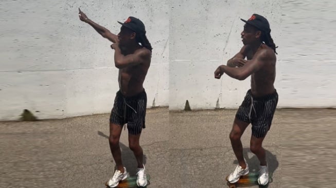 Heboh Wiz Khalifa 'Pamer' Aura Farming Pacu Jalur Sambil Main Skateboard