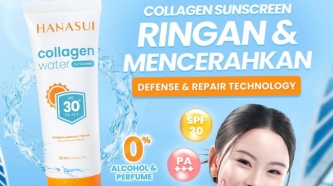 Hanasui Collagen Water Sunscreen SPF 30 (Shopee)