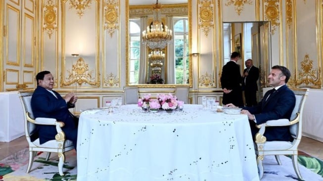 Presiden RI Prabowo saat bertemu dengan Presiden Prancis Emmanuel Macron. (Foto: Dok Biro Pers Sekretariat Presiden)