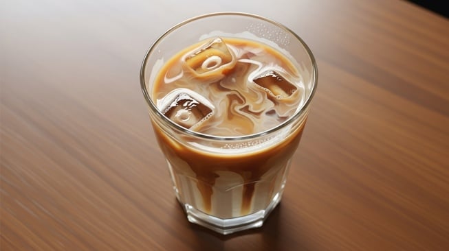 Ilustrasi Es Kopi Susu Gula Aren. [AI Imagen 4]
