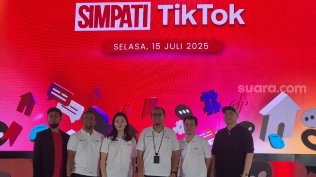 Peluncuran SIMPATI TikTok hasil kolaborasi Telkomsel, GoPay dan TikTok di Jakarta, Selasa (15/7/2025). [Suara.com/Dythia]
