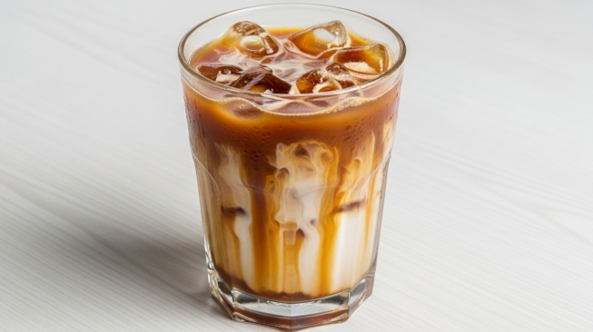 Ilustrasi Es Kopi Susu Gula Aren. [AI Imagen 4]