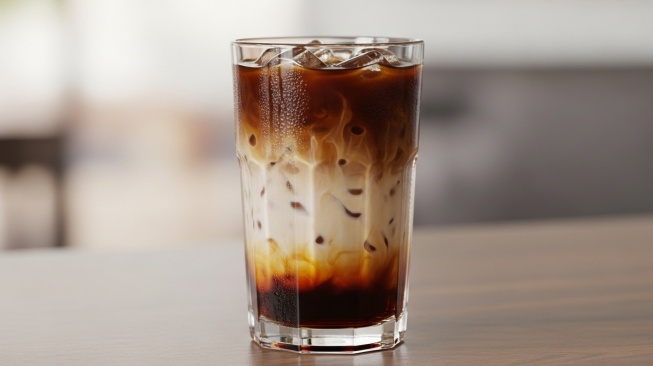 Ilustrasi Es Kopi Susu Gula Aren. [AI Imagen 4]