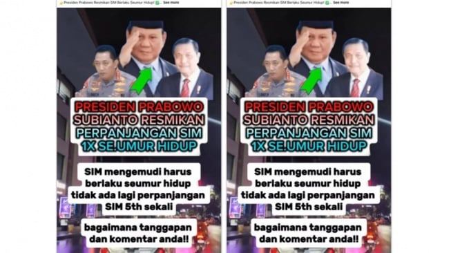 Hoaks SIM seumur hidup. [Ist]