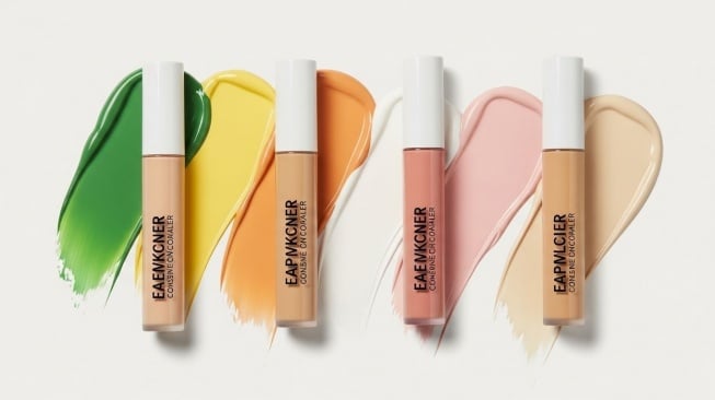 Ilustrasi concealer warna-warni. (Google AI Studio)
