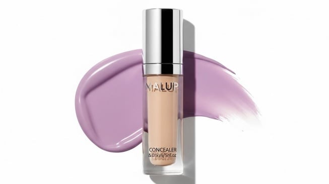 Ilustrasi concealer ungu. (Google AI Studio)
