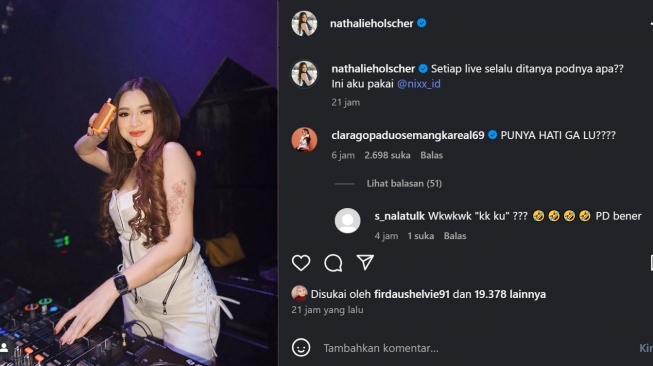 Nathalie Holscher ditegur tak punya hati (Instagram/@nathalieholscher)
