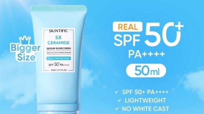 Skintific 5X Ceramide Serum Sunscreen SPF50 PA++++ (Shopee)