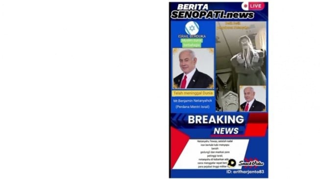 Hoaks Benjamin Netanyahu tewas. [Dok. Antara]