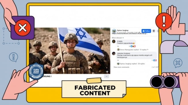 Hoaks Tentara Israel dukung Kemerdekaan Papua. [Dok. Turnbackhoax]