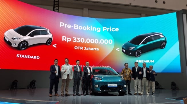 AION UT Lengkapi Jajaran Produk Mobil Listrik GAC Indonesia. (Foto: SUARA.com/Michele Alessandra)
