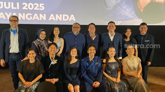 Konferensi pers rilis film Bertaut Rindu di kawasan Kuningan, Jakarta Selatan pada Rabu, 23 Juli 2025. [Suara.com/Tiara Rosana]