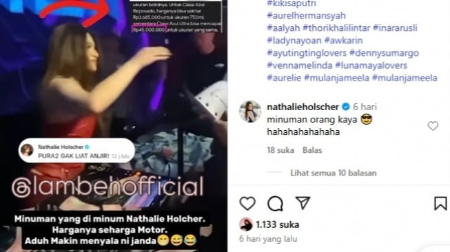 Nathalie Holscher Pernah Sesumbar Teguk Minuman Orang Kaya (Instagram/@lambehofficial)
