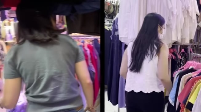 Potret Nikita Willy belanja baju bekas di Pasar Senen (YouTube)