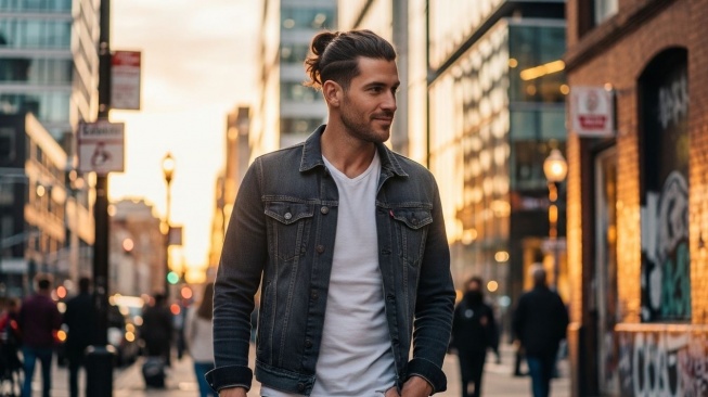 Man bun, gaya rambut pria sesuai bentuk wajah. (Google AI Studio)