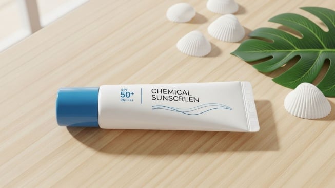 Ilustrasi chemical sunscreen. (Google AI Studio)