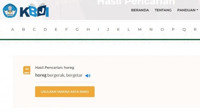 arti kata horeg menurut Kamus Bahasa Jawa-Indonesia. (kbji.kemendikdasmen.go.id)