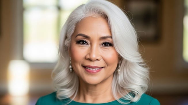 Ilustrasi warna rambut perempuan 50 tahun ke atas. (Google AI Studio)