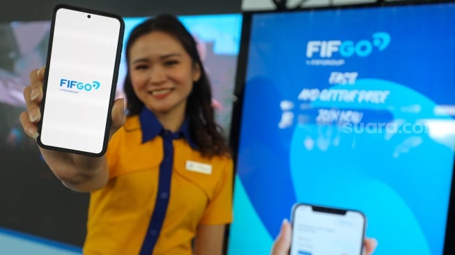 Tampilan aplikasi FIFGO saat diluncurkan di GIIAS 2025, ICE BSD, Tengerang, Banten, Sabtu (26/7/2025). [Suara.com/Alfian Winanto]