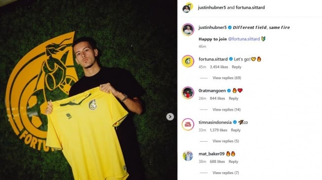 Unggahan Justin Hubner yang dikomentari Matthew Baker. (Instagram/@justinhubner)