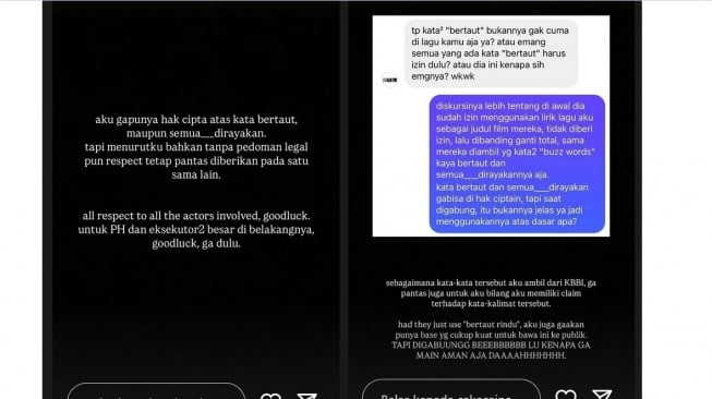 Nadin Amizah curhat lagunya dipakai untuk judul film oleh Sinemart Pictures. [Instagram]